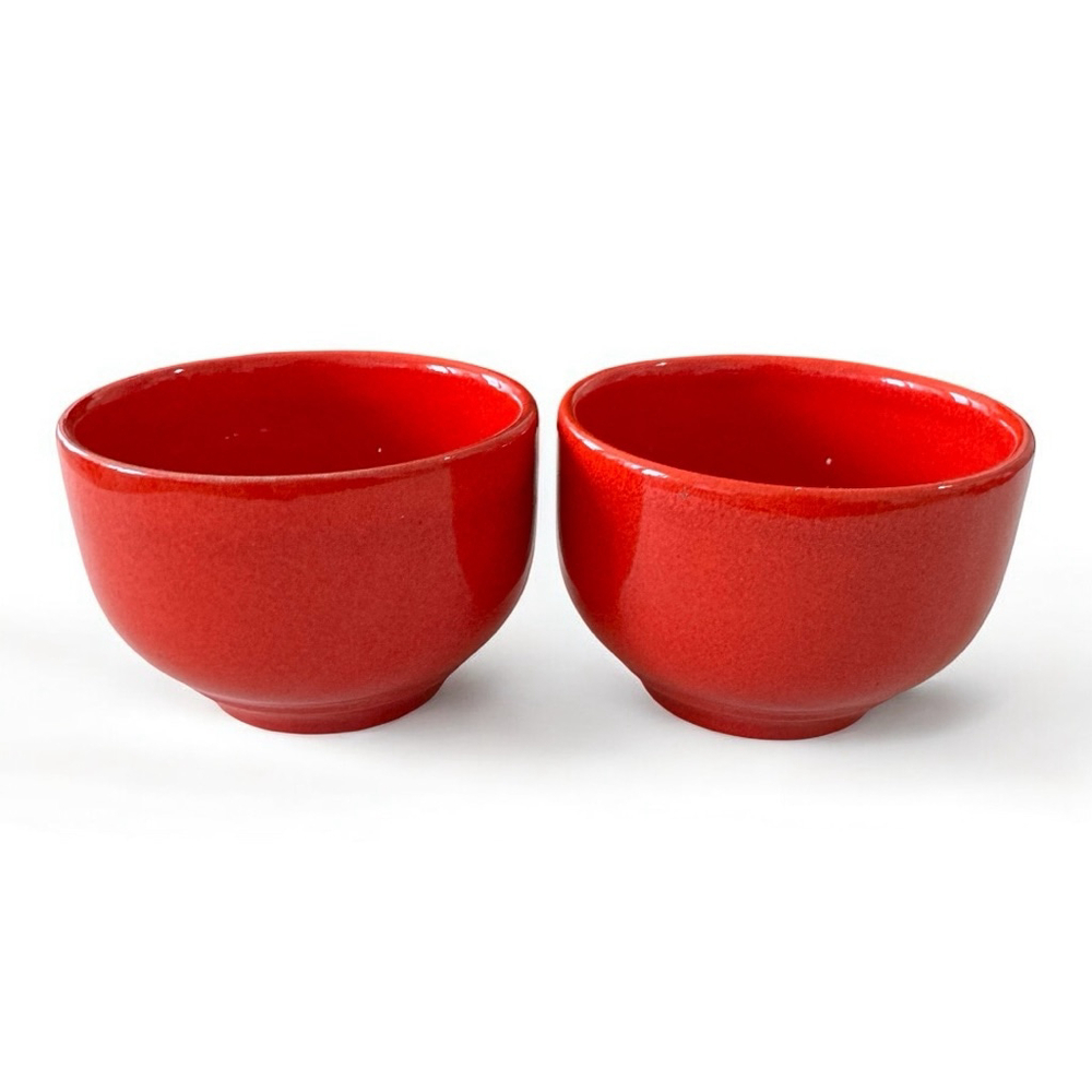 Vintage Waechtersbach West German Pottery Red Tea Coffee Cups Set of 2 EUC - Picture 6 of 6